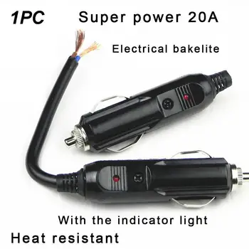 

Auto Car Male Cigarette Lighter Socket Connector Plug 12V 10A W/ LED + Fuse
