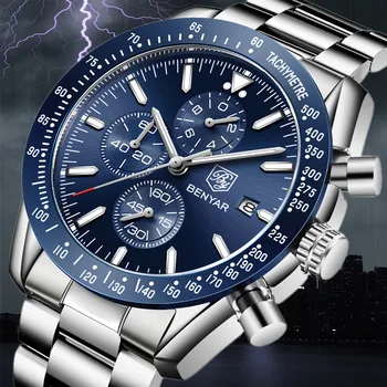 

2019 Men Watch BENYAR Top Luxury Brand Steel Full Business Watch Quartz Casual Waterproof Sport Watches Clock Relogio Masculino