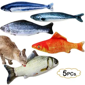 

Mint Cute Plush Fish Shape Pet Cat Kitten Teaser Plaything Catnip Toy Pillow