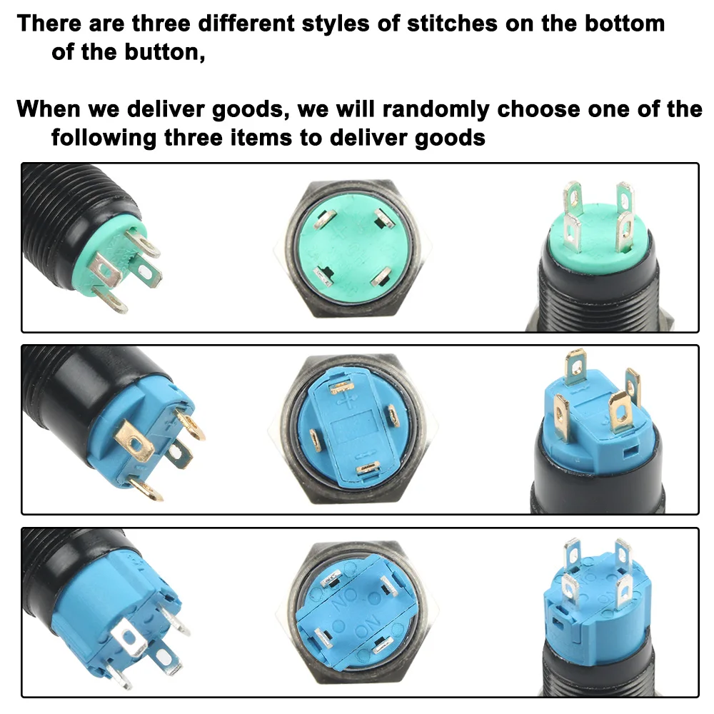 CNCCANEN 12mm Momentary Push Button Switch 1NO1NC ON/Off Metal Shell with White LED Ring 4 Pin for Car RV Truck Boat Size 220V Latching Blue CNCCANEN 12mm Momentary Push Button Switch 1NO1NC ON/Off Metal Shell with White LED Ring 4 Pin for Car RV Truck Boat Size 220V Latching Blue