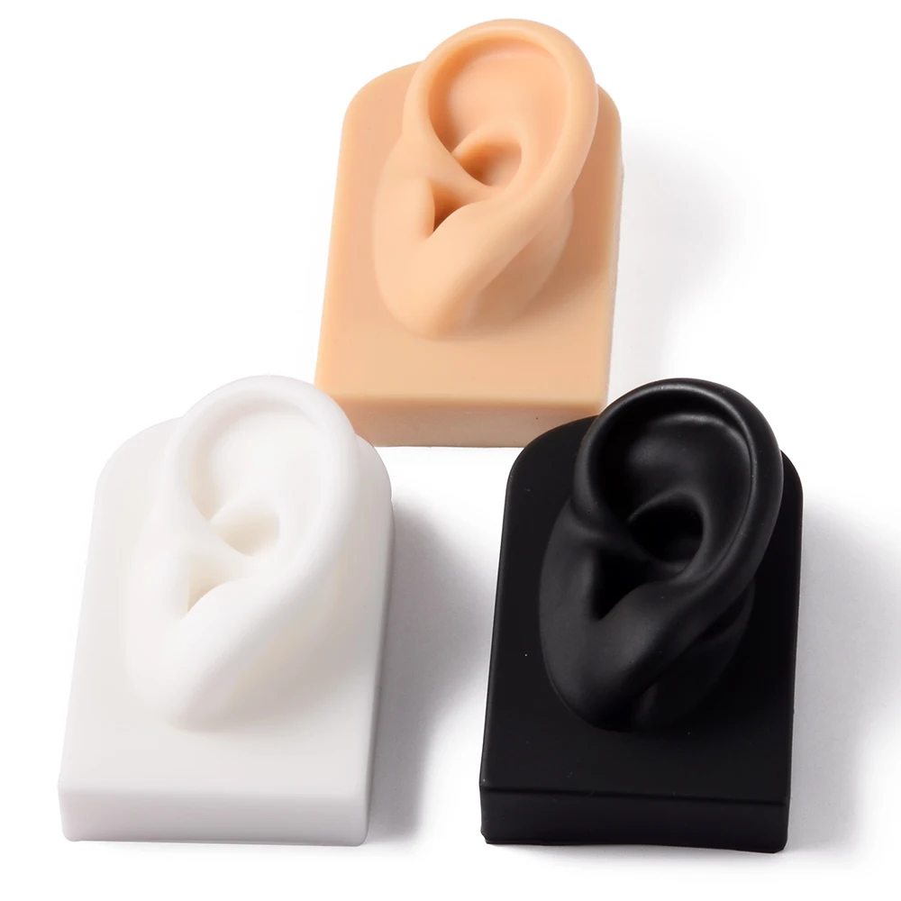 2pcs Modèle D'oreille en Silicone, Modèle D'oreille Humaine Modèle Flexible  Fausse Oreille Piercing Pratique Parties du Corps en Silicone pour