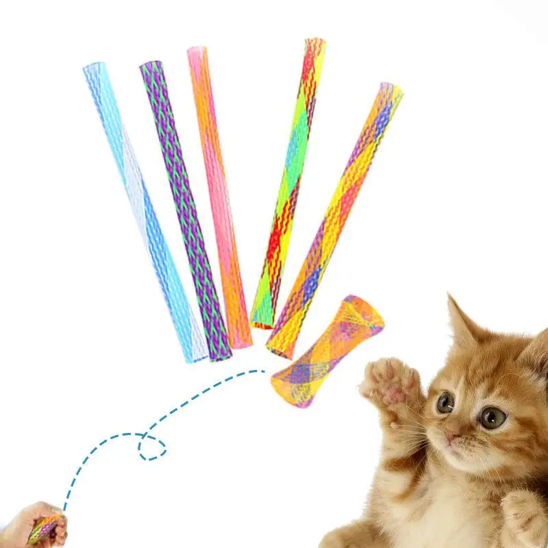 Cat Spring Tube Toy Stretchable Kitten Spring Toy Cat Interactive Toy Pet Chew Toy Cat Coil Toy Kitten Teaser Toy Random Color