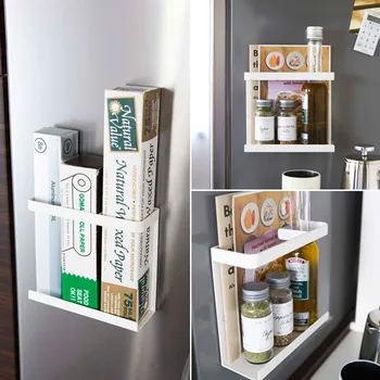 

Kitchen Magnet Racks Fresh Film Storage Shelf Refrigerator Air Conditioner Side Wall Hanging Holders Household Kitchen Supplies