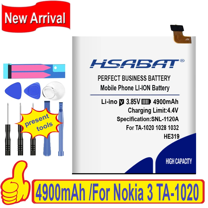 Топ бренд 100% новый аккумулятор 4900 мАч для Nokia 3 HE319 TA 1020 1028 1032 1038 батареи +