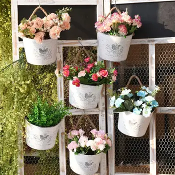 

Succulent Green Radish Pot Semi-circular Wall-mounted Tin Flower Pot Hanging Thick Waterproof Smudged Old Flower Container