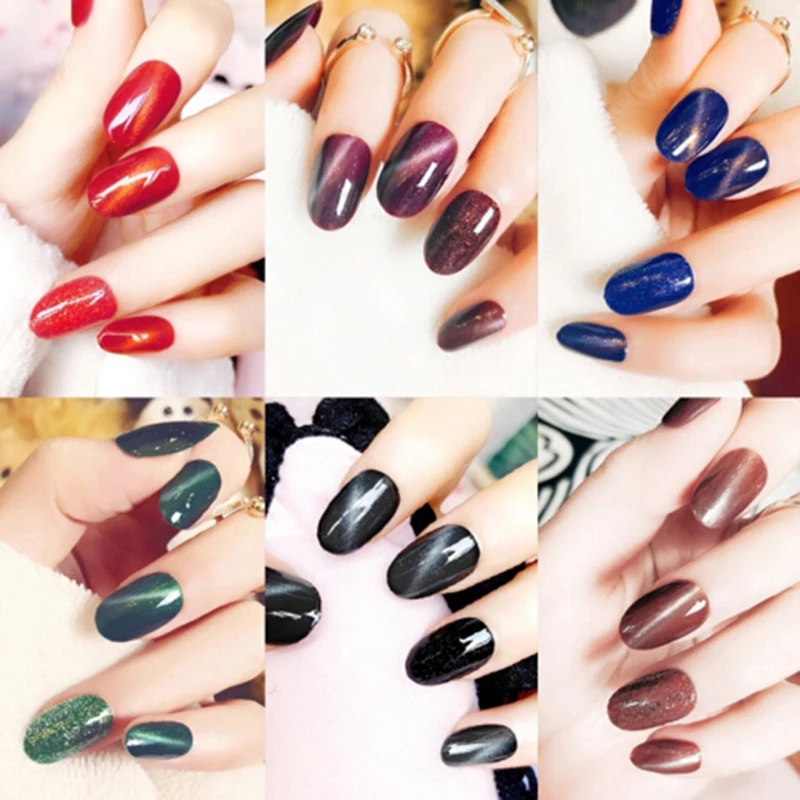 10pcs False Nail Display Fake Gel Polish Cat eye nails Decoration Stick Tools