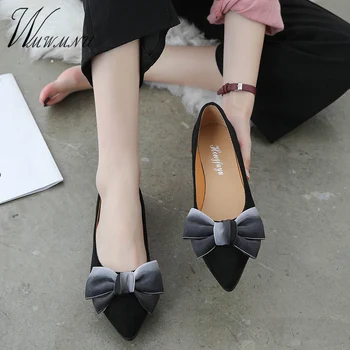 

Classic Office Lady Bow Gradient Color Pointed Flats Elegant Shallow Mouth Flat Shoes Fashion Casual Women Work Loafers Spring