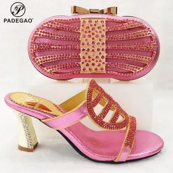 

2020 Fashion African Design High Heels Shoes and Bag To Match Italian Shoes and Bag Set in Pink Ladies Party shoes and Bag
