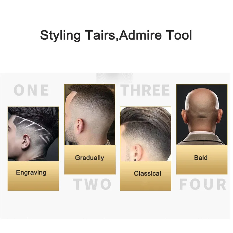 Rechargeable  Cordless Zero Cutting Bald Hair Trimmer Shaver Barber Engraving Styling Hair Clipper Machine 4