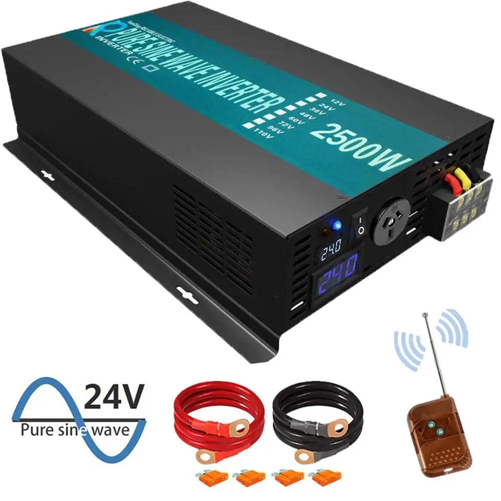 

2500W Pure Sine Wave Power Inverter 12v 220v dc to ac Customizable ALL Type Plugs Off-grid Solar Inverter with Remote Control