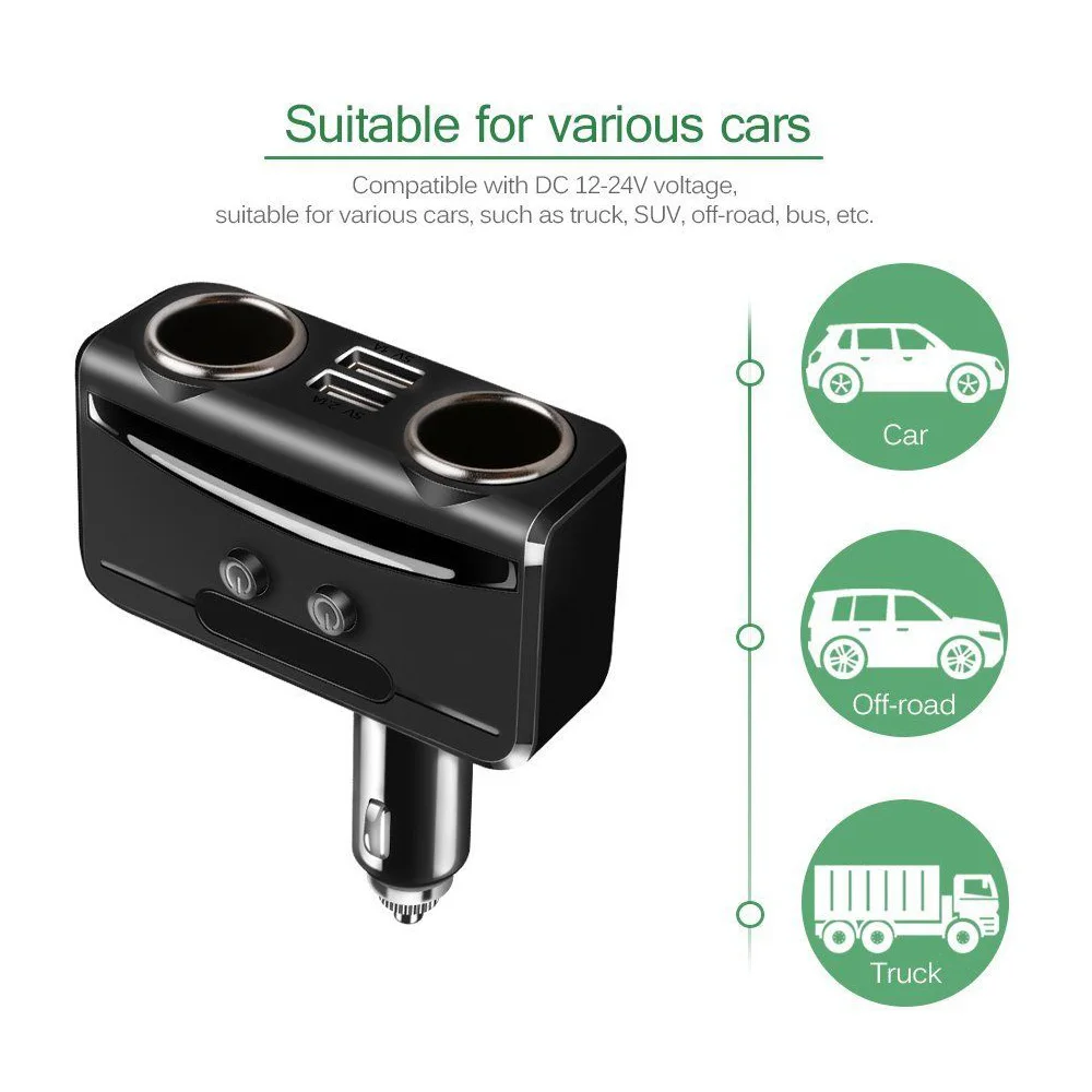 DC-12V-Car-Cigarette-Lighter-Adapter-2-Way-Double-Plug-Socket-Charger-Splitter F
