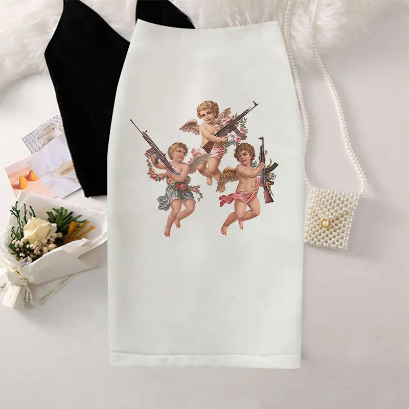 Женская юбка-карандаш,, Angel Michelangelo, с принтом, высокая талия, тонкие юбки Харадзюку, для молодых девушек, летние, большие размеры, Япония, для женщин, Falda