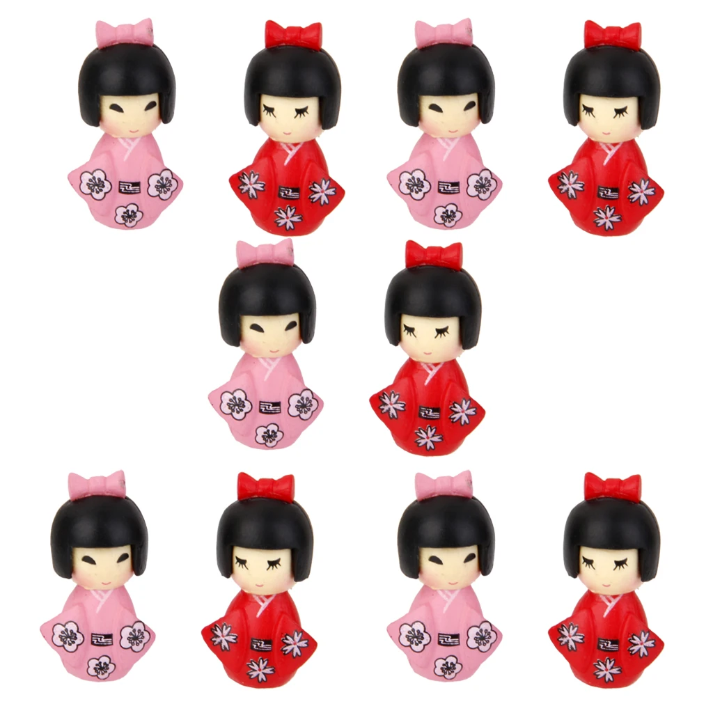 10Pcs Miniature Girl in Kimono Fairy Garden Moss Micro Landscape Bonsai Decor Craft