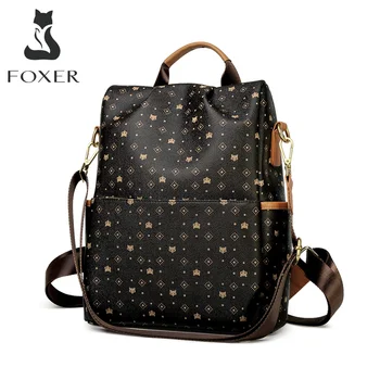

FOXER Embossing Large Capacity Lady Backpack High Quality PVC Women Travel Bag School Backpack Over Sive Ladies Commuter Bag