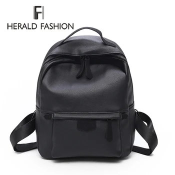 

Herald Fashion New Travel Backpack Korean Female Rucksack Leisure Student School Bag For Teenage Girls Soft PU Leather Women Bag