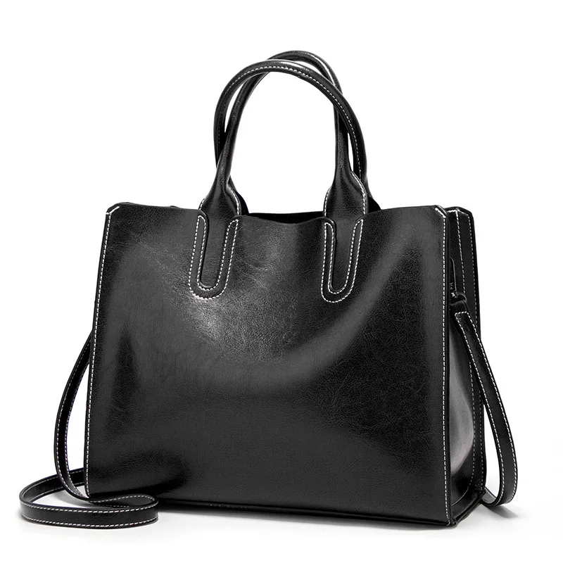 Новые сумки с верхней ручкой, кожаная сумка-тоут, женские сумки, женская большая сумка через плечо, винтажная женская черная сумка, Bolsa Feminina