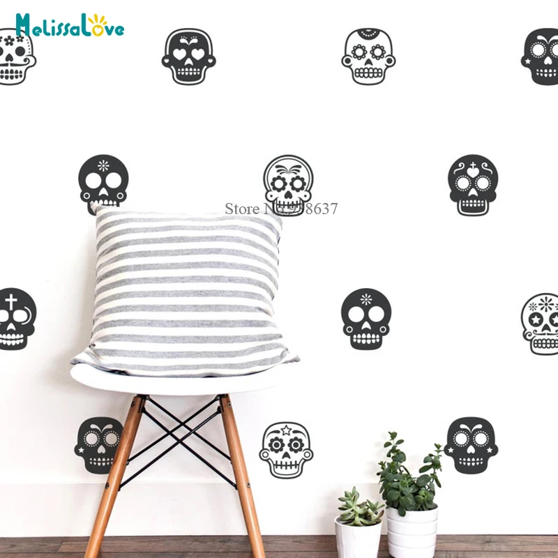 20 pcs/set Skull Wall Decal Modern Vinyl Set Bedroom Decor Removable Sticker BB685 | Дом и сад