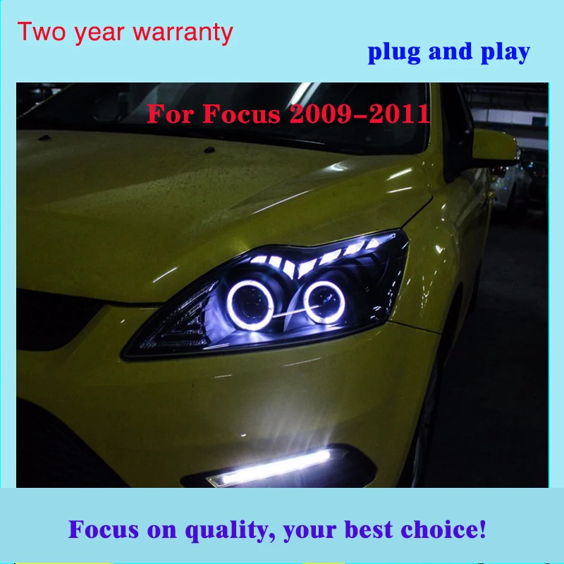 Автомобильный Стайлинг для Ford Focus фары 2009-2011 Focus 2 светодиодный фары DRL Биксеноновые линзы дальнего ближнего света парковочные противотуманные фары