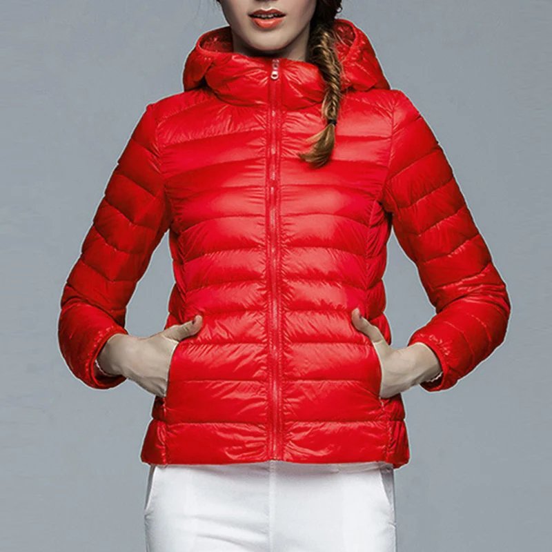 

2019 New Casual Ultra Light Duck Down Jacket Women Autumn Winter Warm Coat Lady Plus Size 2XL Jackets Female Hooded Parka