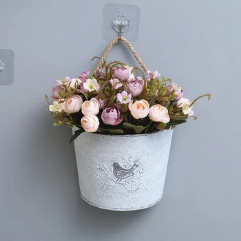 

Metal Retro Bird Vase Hanging Flower Pot Craft for Artificial Flower Wedding Christmas Home Garden Decor