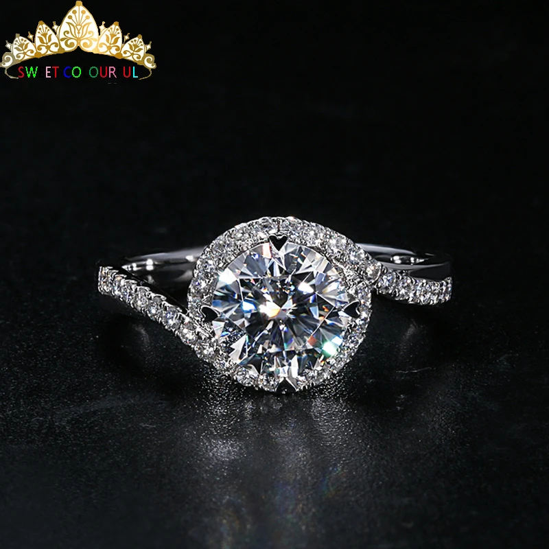 

100% 14K Gold ring 1ct 2ct D color VVS Moissanite Diamond Ring Wedding ring With national certificate D03