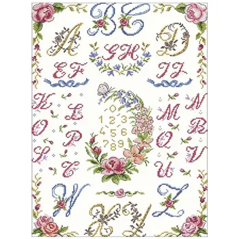 

Rose Alphabet Number Table Counted Cross Stitch 11CT 14CT 18CT DIY Cross Stitch Kits Embroidery Needlework Sets home decor