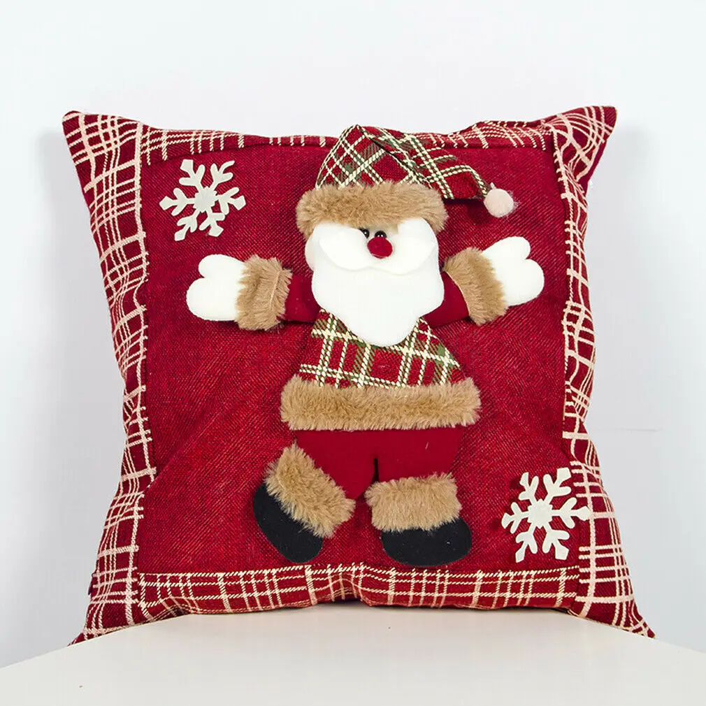 Черный Merry Christmas decorative Pillowcases polyester Christmas throw Pillowcase Cover Santa Claus pillowcase with a deer wapiti - Цвет: Черный