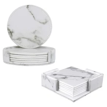 Мраморная кожаная круглая квадратная Подставка под стакан подстилка коврик кухонная утварь