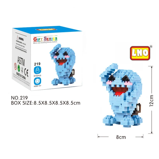 LNO Micro Brick Treecko Jigglypuff Togepi Caterpie Wobbuffet Turtwig DIY Mini Building Blocks Pokemon Figures Toys For Kids 219 Wobbuffet