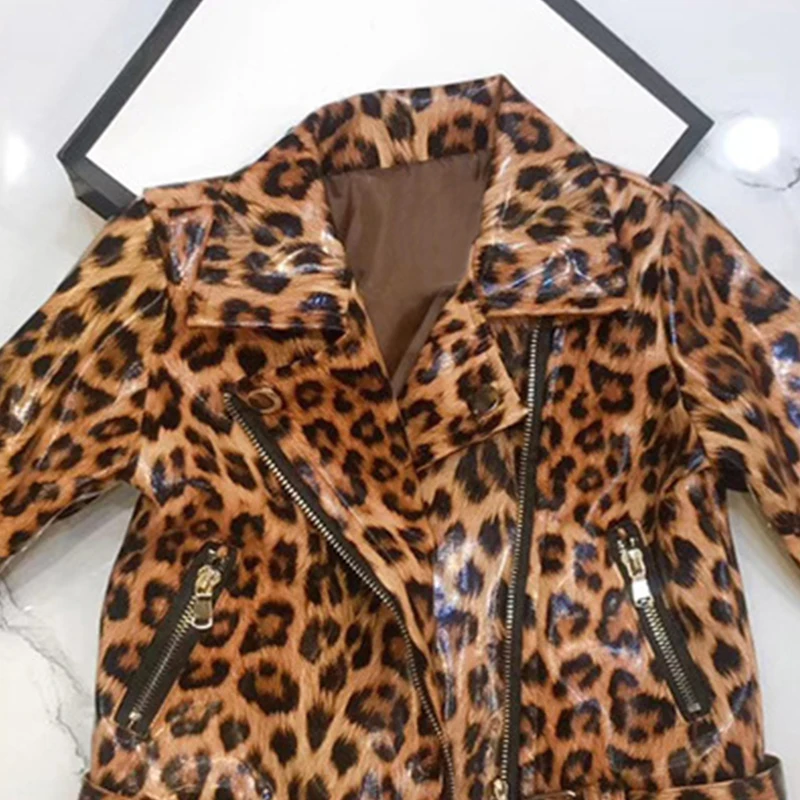 Chifuna/Новая Осенняя леопардовая мотоциклетная куртка; модное пальто для маленьких девочек; детская куртка; детские пальто; осенняя одежда; детские пальто