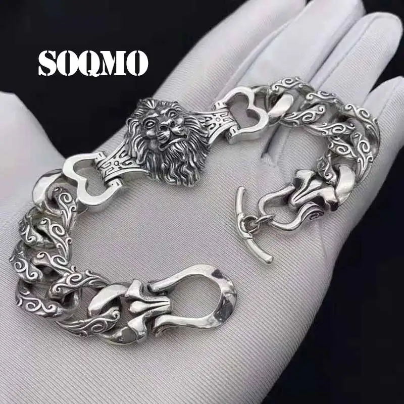 Креативная подвеска Лев браслеты браслет Настоящее серебро 925 пробы ювелирные изделия мужской браслет pulseras plata de ley 925 mujer