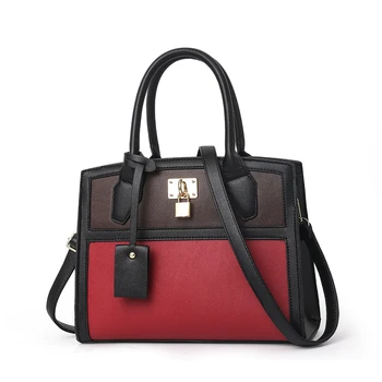 

Contrasting Color Women Shoulder Bag 2020 Vintage Leather Lock Torebka Damska Casual Handle Crossbody Messenger Bags for Women