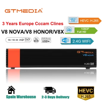 

Gtmedia v8 nova DVB-S2 FTA lnb Satellite Receiver V8X v8 honor with Europe cccam Clines for 3 year Support youtube newcamd ccamd