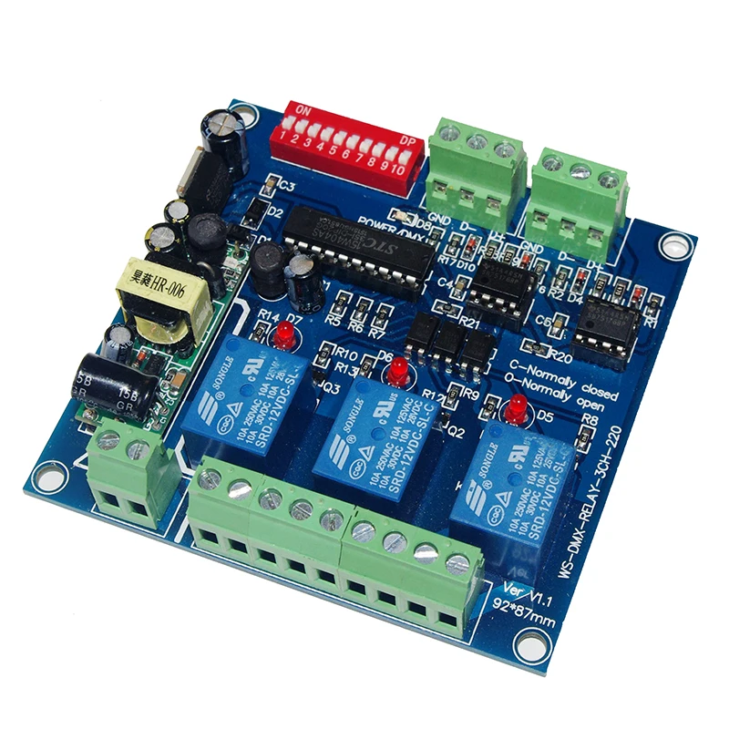 3Ch * 5A Iinput Dmx Regolatore Di Relè Per La Lampada Del Led 3Ch Dmx512 Ac110-220V Del Decodificatore Del Relè Ingresso 3 Gruppi Relè