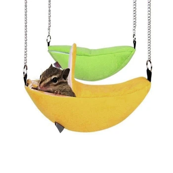 

Cute Banana Shape Rat Mouse Living Nest House Plush Cotton Hamster Warm House Hammock Hanging Tree Beds