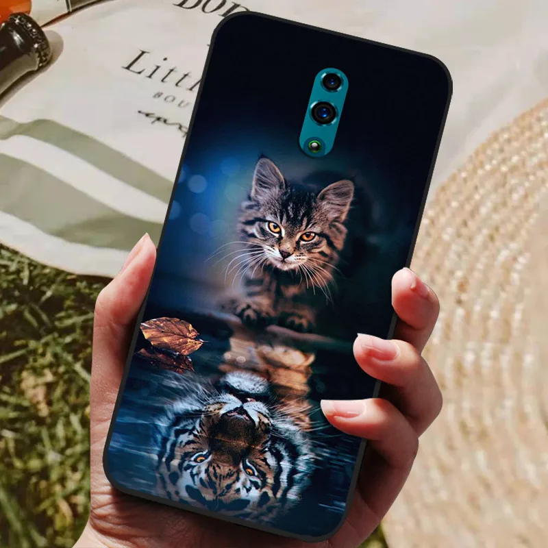 For OPPO Reno Case Soft TPU Silicone Cartoon Back Cover for OPPO Reno 2 Reno2 Phone Cases TPU Black Bumper for OPPO Reno Z Shell mobile phone case with belt loop