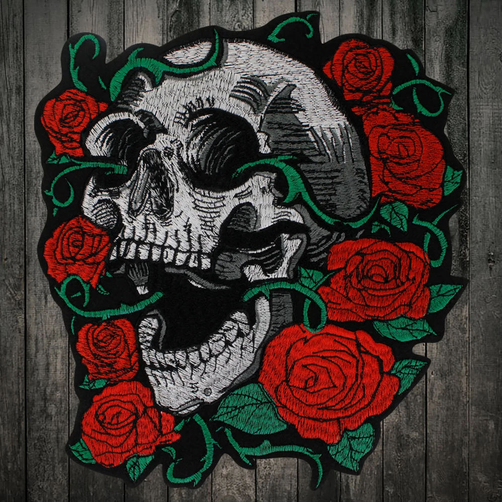 Skull rose patch Iron On Skulls!