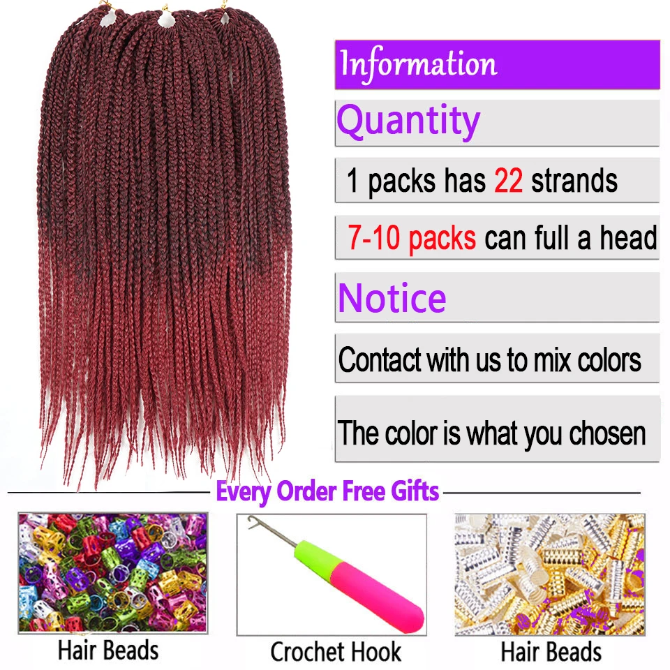 Alileader Products Box Braid Hair Extensions 12 16 20 24 Inch Synthetic  Crochet Hair Braiding Twist Braids 22Strands/Pack - Price history & Review, AliExpress Seller - AliLeader Official Store