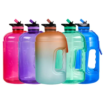 

3.78L 1 Gallon Water Bottle with Straw Clear Plastic Portable Drink Bottle Big Outdoor Gym Sport Water Jug Large Cup BPA Free