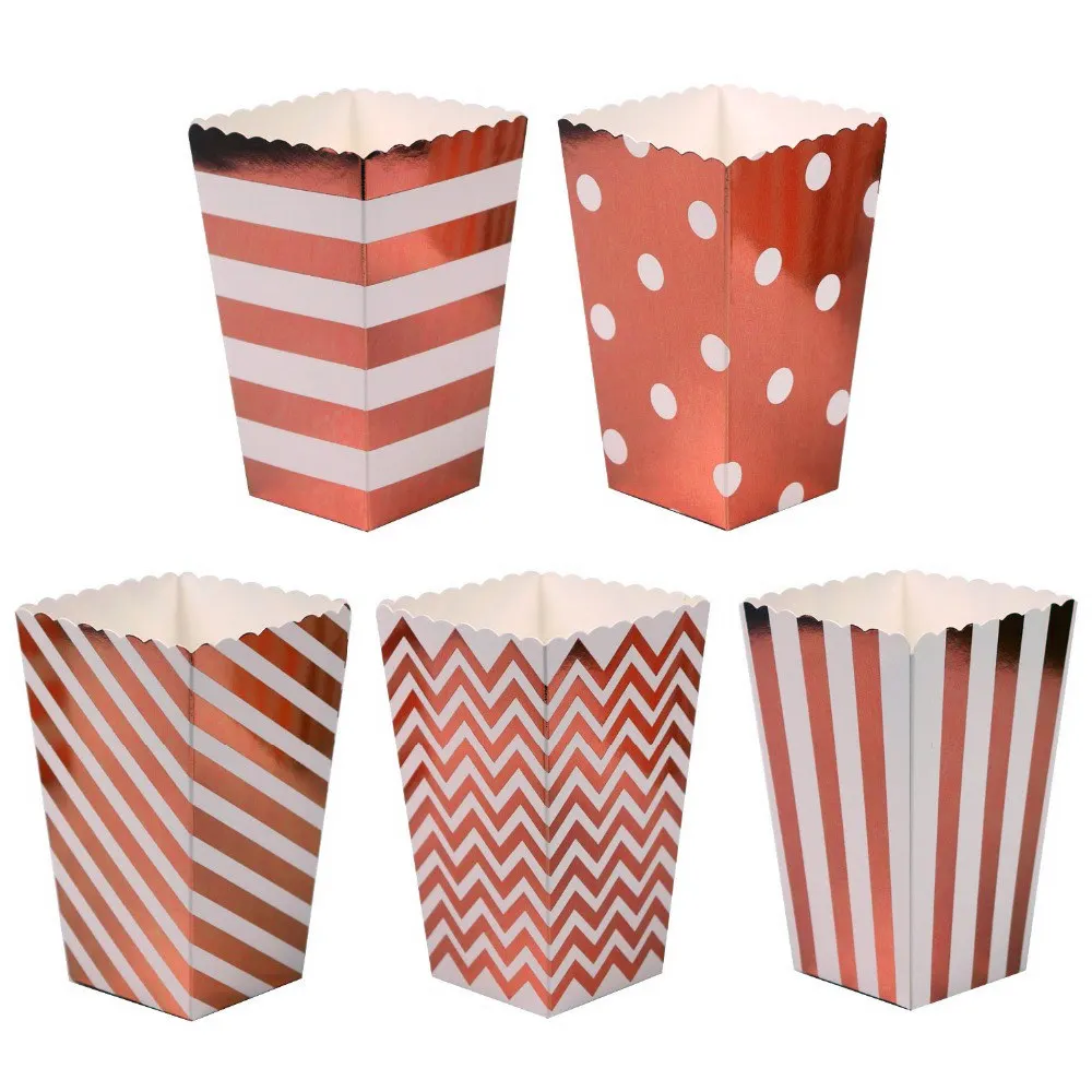 12pcs Pink Blue Stripe Wave Dot Paper Popcorn Boxes Bag Birthday Party decorations kids baby shower boy Girl party supplies Hot