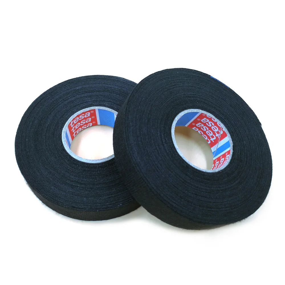 

19mm x 25m Black Heat-resistant Fabric Adhesive Tape Wiring Harness Tape Looms Fabric Cloth Tape Adhesive Tape for TESA 51618