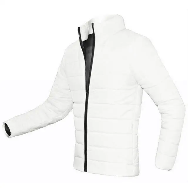 Новинка, зимняя мужская куртка, хлопок, стеганая парка, толстая молния, тонкая мужская куртка, верхняя одежда, теплое Мужское пальто - Цвет: Белый