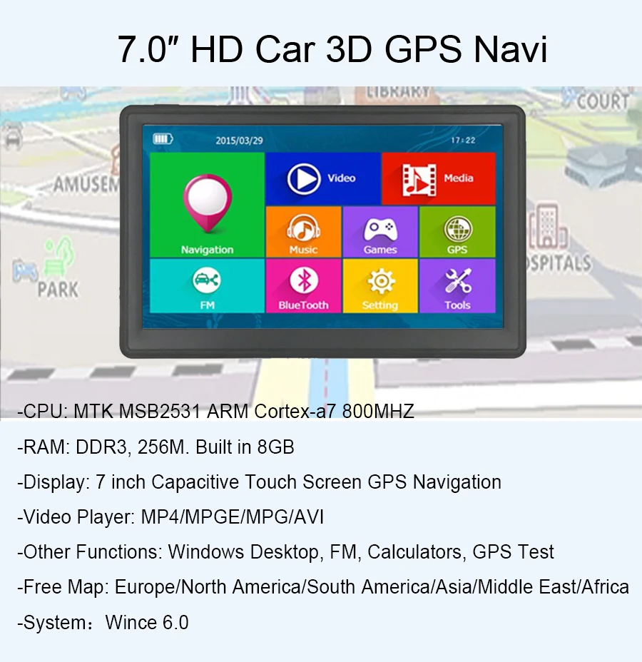 GPS navigator 7 inch car GPS navigation MTK 800MHz RAM 256M ROM 8G HD  800*480 navigation system new maps support drop shipping|Vehicle GPS| -  AliExpress