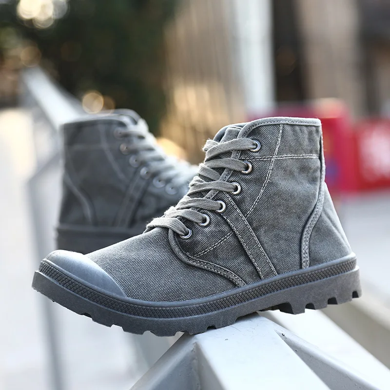 

Nice Autumn Early Winter Boots Men Canvas Shoes Thick Sole High top Casual Shoes Men's Boots Male Brand Ankle Botas KA215