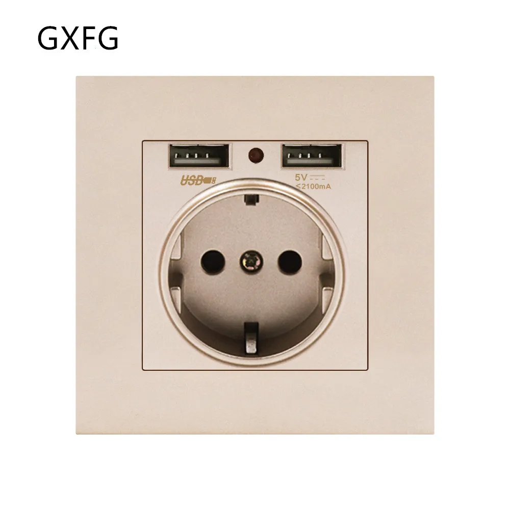 GXFG настенная электронная розетка стандарт ЕС с двумя домашними usb разъемами