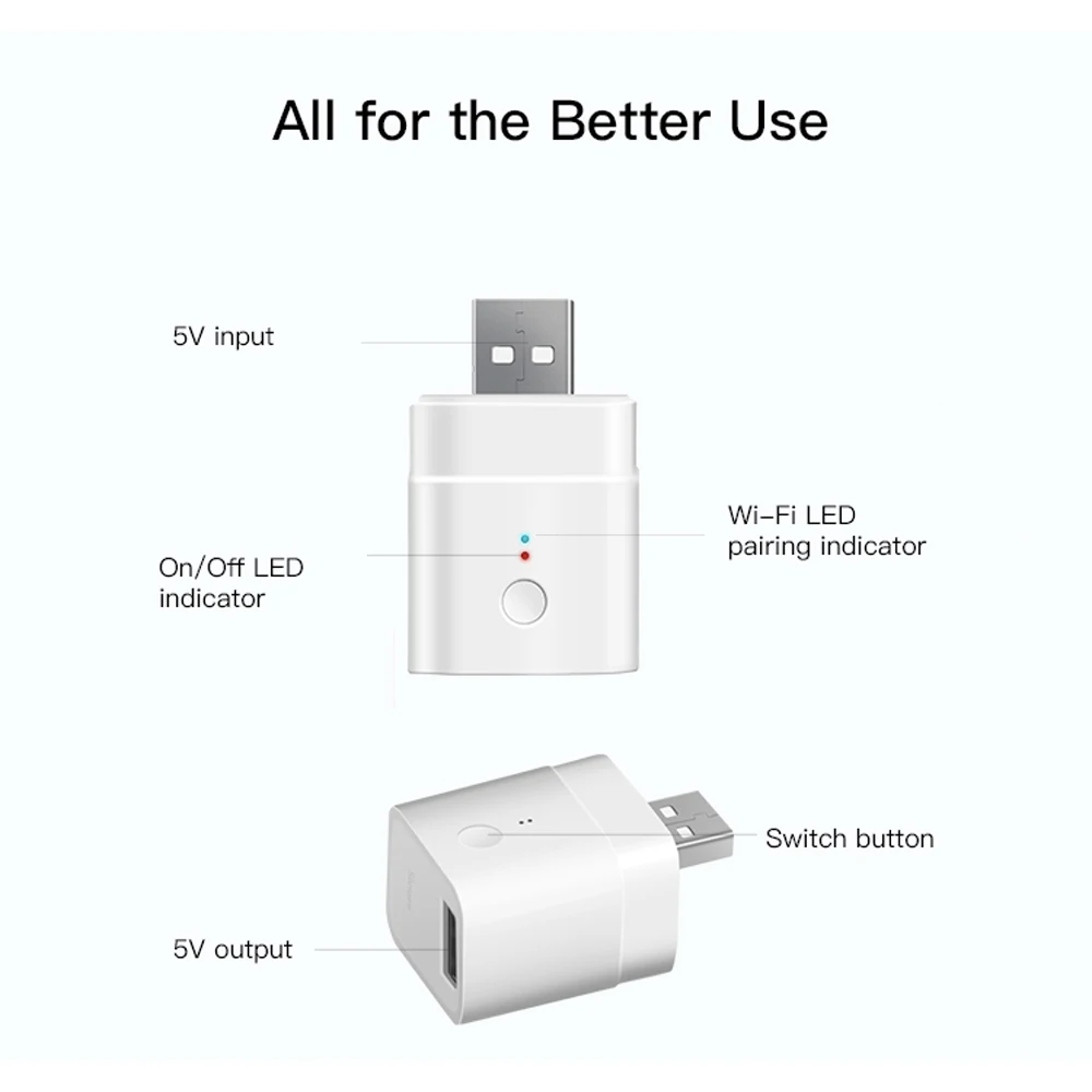 FrankEver Wifi Mini Micro USB Smart Adaptor 5V Wireless USB Power Plug Adaptor Work with eWeLink APP Alexa Google Home