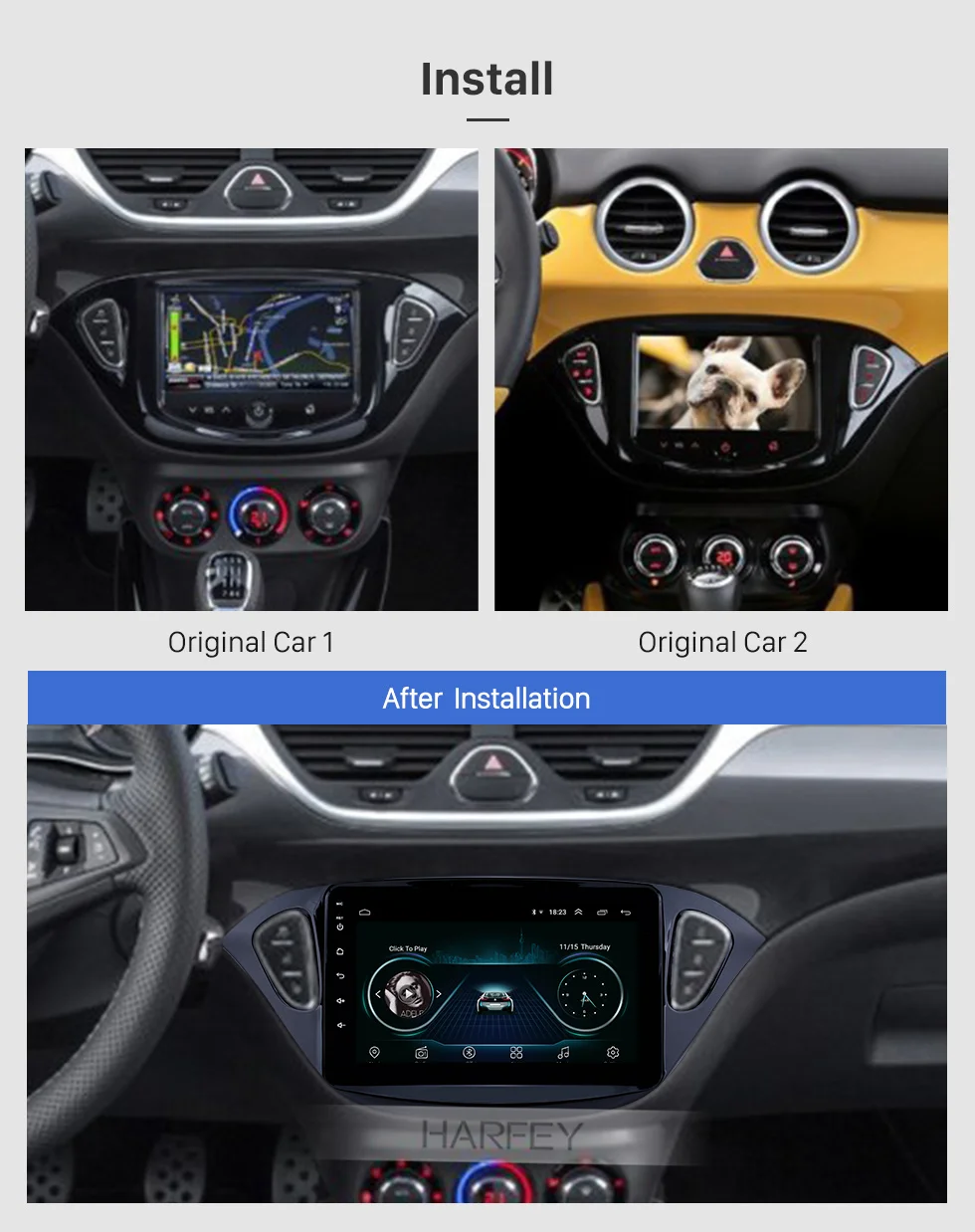 Harfey Автомобильная магнитола Android 8,1 2Din " стерео для Opel Corsa-/Opel Adam 2013- gps плеер SWC камера заднего вида DVR