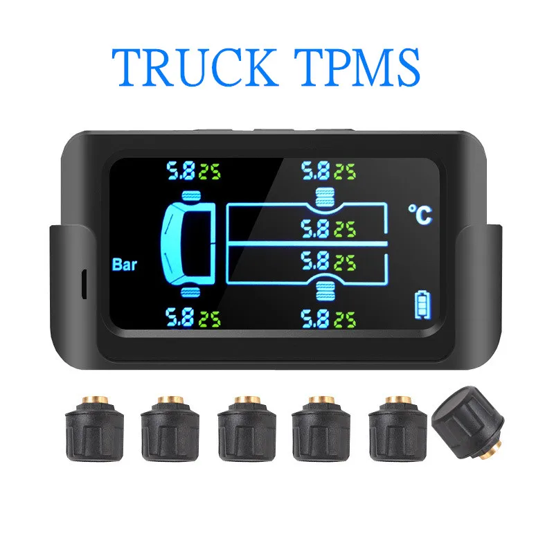 

Грузовик Автобус RV TPMS солнечная энергия Система мониторинга давления в шинах цветной ЖК-дисплей с 6 внешними датчиками