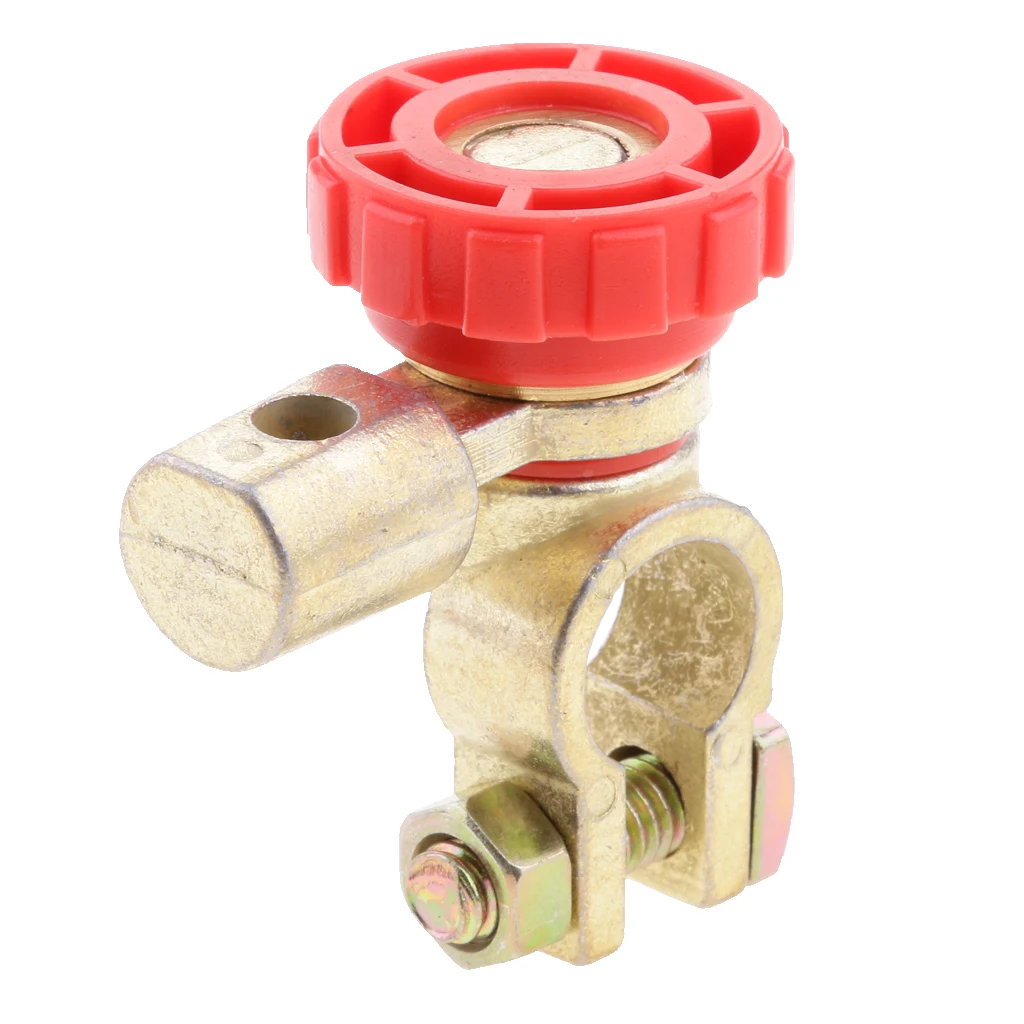 Car Heavy Duty Battery Disconnect Isolator Cut Off Switch Battery Terminal Link Golden Metal Copper Plating Alloy