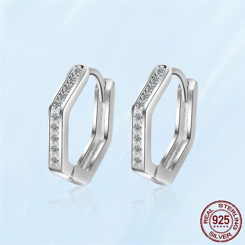 Silver Earrings Real 925 Sterling Silver Asymmetrical Heart Hoop Earrings for Women Fashion Silver Earring Jewelry Gift